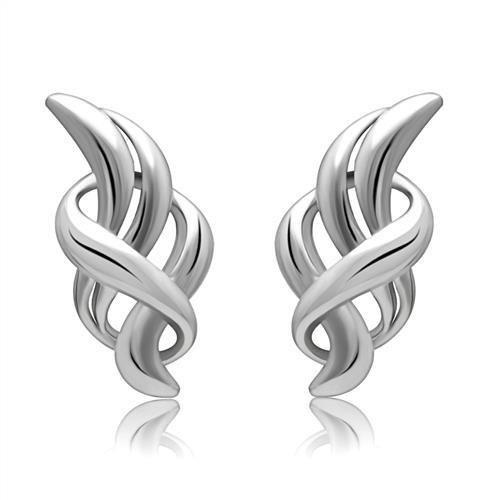 Rhodium White Metal Earrings With No Stone