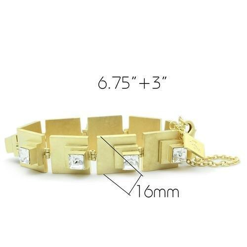 Lo2037 - Matte Gold Brass Bracelet With Top Grade Crystal In Clear - 7"