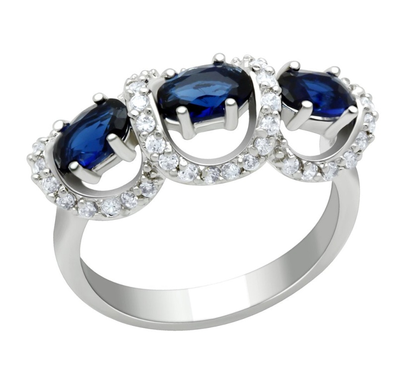 Lo2049 - Rhodium Brass Ring With Synthetic Synthetic Glass In Montana