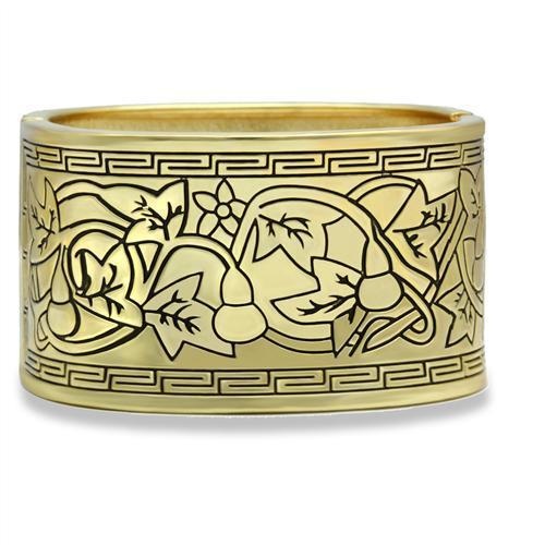 Lo2120 - Flash Gold White Metal Bangle With No Stone - 7"