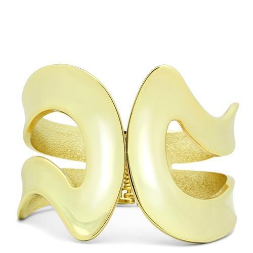 Lo2124 - Flash Gold White Metal Bangle With No Stone - 7"