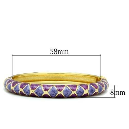 Lo2137 - Flash Gold White Metal Bangle With Epoxy In No Stone - 7"