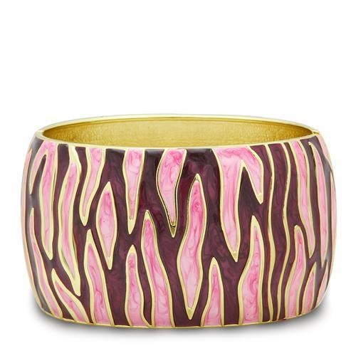 Lo2154 - Flash Gold White Metal Bangle With Epoxy In No Stone - 7"