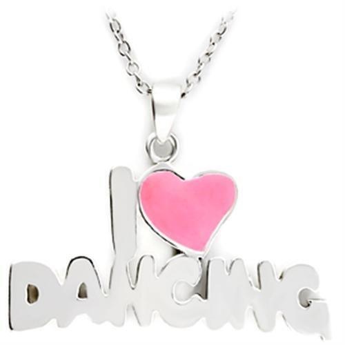 Lo221 - Silver Brass Pendant With Epoxy In Rose - 15"