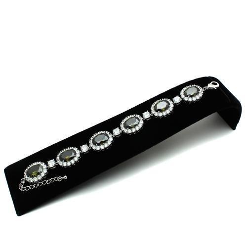 Lo2358 - Rhodium Brass Bracelet With Aaa Grade Cz In Olivine Color - 7"