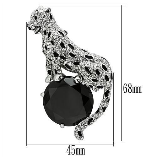 Imitation Rhodium White Metal Brooches With Aaa Grade Cz In Jet