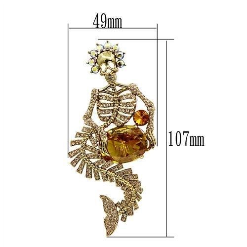 Gold White Metal Brooches With Aaa Grade Cz In Topaz