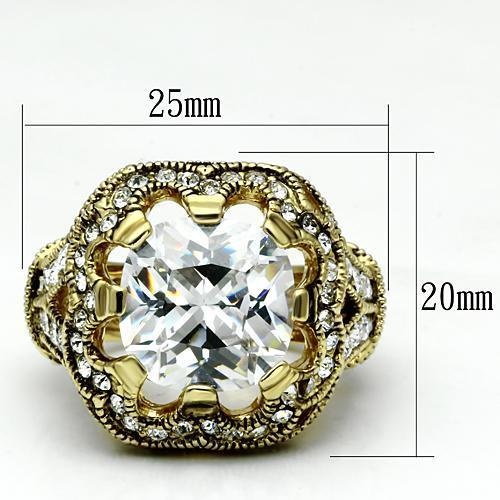 Lo2444 - Gold Brass Ring With Aaa Grade Cz In Clear - 8
