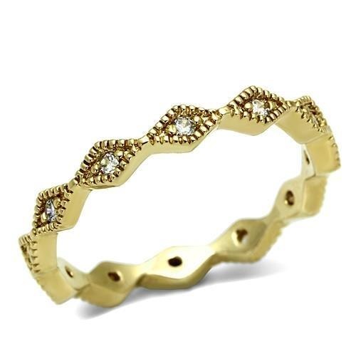 Lo2477 - Gold Brass Ring With Aaa Grade Cz In Clear