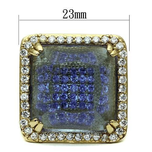 Lo2511 - Gold Brass Ring With Synthetic Synthetic Glass In Light Amethyst - 4