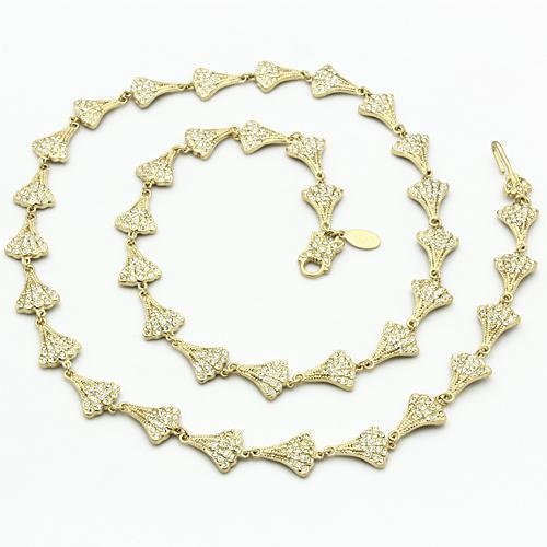 Lo2625 - Gold Brass Necklace With Top Grade Crystal In Clear - 22.5"