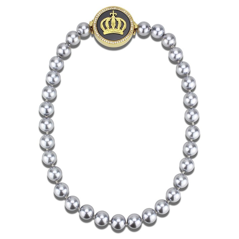 Lo2646 - Gold Brass Necklace With Semi-Precious Onyx In Jet - 16"