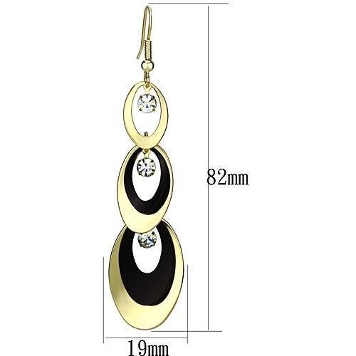Gold+Ruthenium Iron Earrings With Top Grade Crystal In Clear