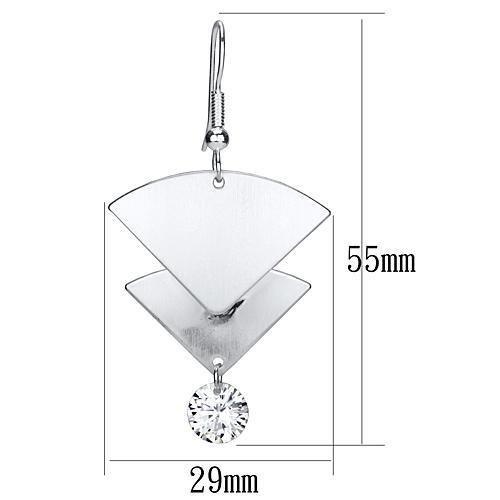 Matte Rhodium & Rhodium Iron Earrings With Aaa Grade Cz In Clear
