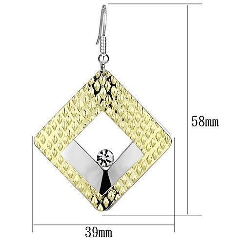 Gold+Rhodium Iron Earrings With Top Grade Crystal In Clear