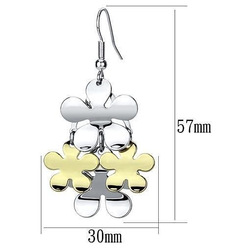 Gold+Rhodium Iron Earrings With No Stone