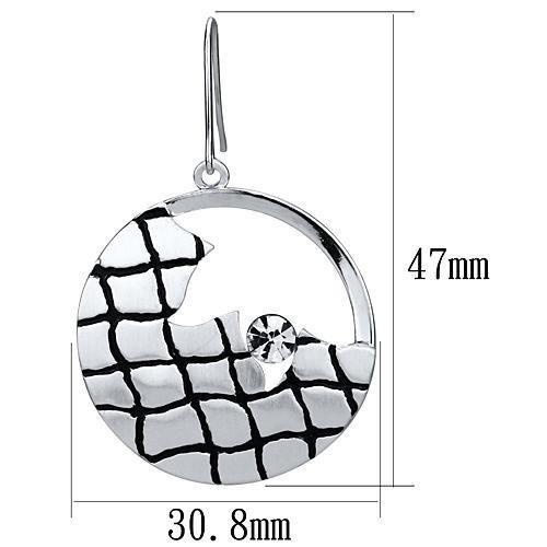 Matte Rhodium & Rhodium Iron Earrings With Top Grade Crystal In Clear