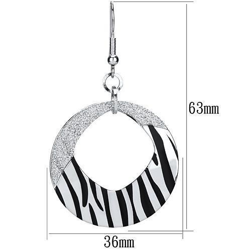 Rhodium Iron Earrings With Epoxy In Jet