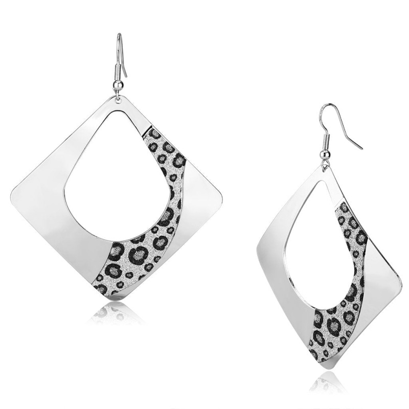 Rhodium Iron Earrings With No Stone