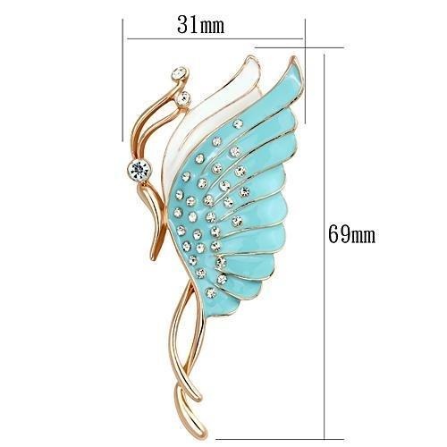 Flash Rose Gold White Metal Brooches With Top Grade Crystal In Clear