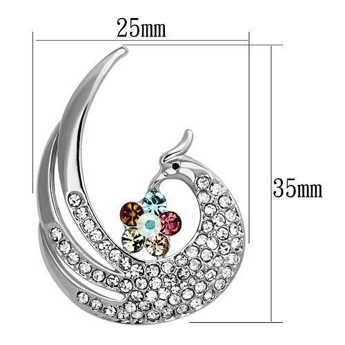 Imitation Rhodium White Metal Brooches With Top Grade Crystal In Multi Color