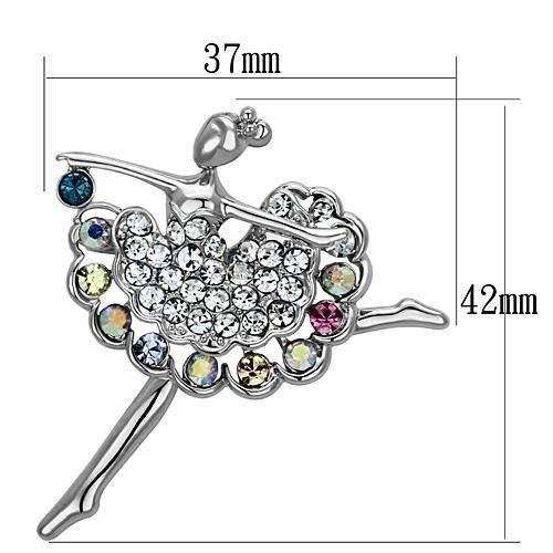 Imitation Rhodium White Metal Brooches With Top Grade Crystal In Multi Color