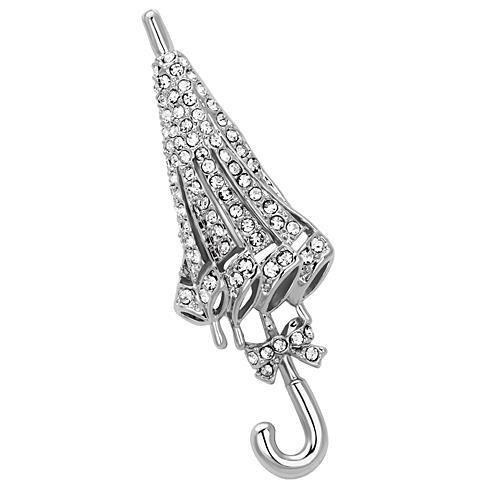 Imitation Rhodium White Metal Brooches With Top Grade Crystal In Clear