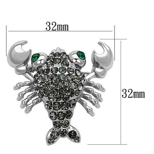 Imitation Rhodium White Metal Brooches With Top Grade Crystal In Emerald