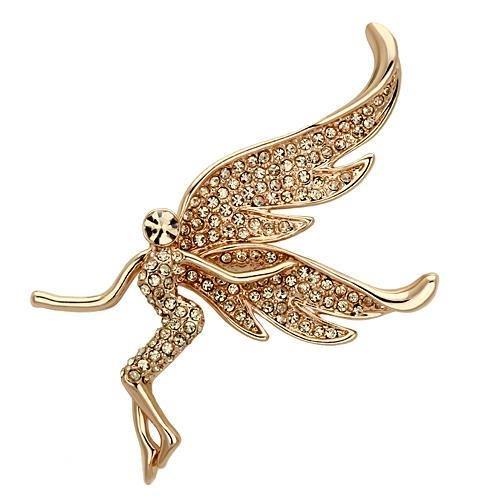 Flash Rose Gold White Metal Brooches With Top Grade Crystal In Champagne