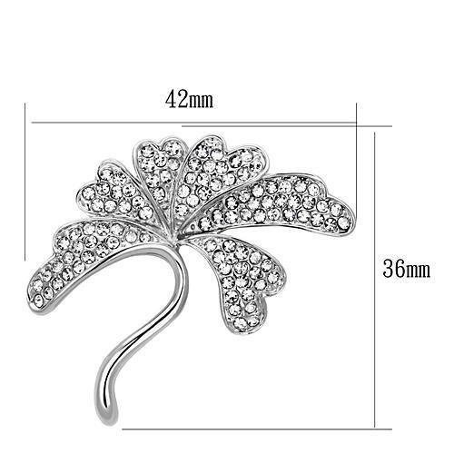 Imitation Rhodium White Metal Brooches With Top Grade Crystal In Clear