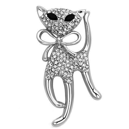 Imitation Rhodium White Metal Brooches With Top Grade Crystal In Jet