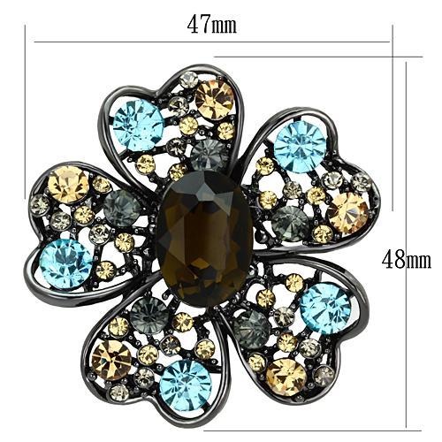 Ruthenium White Metal Brooches With Synthetic Synthetic Glass In Brown