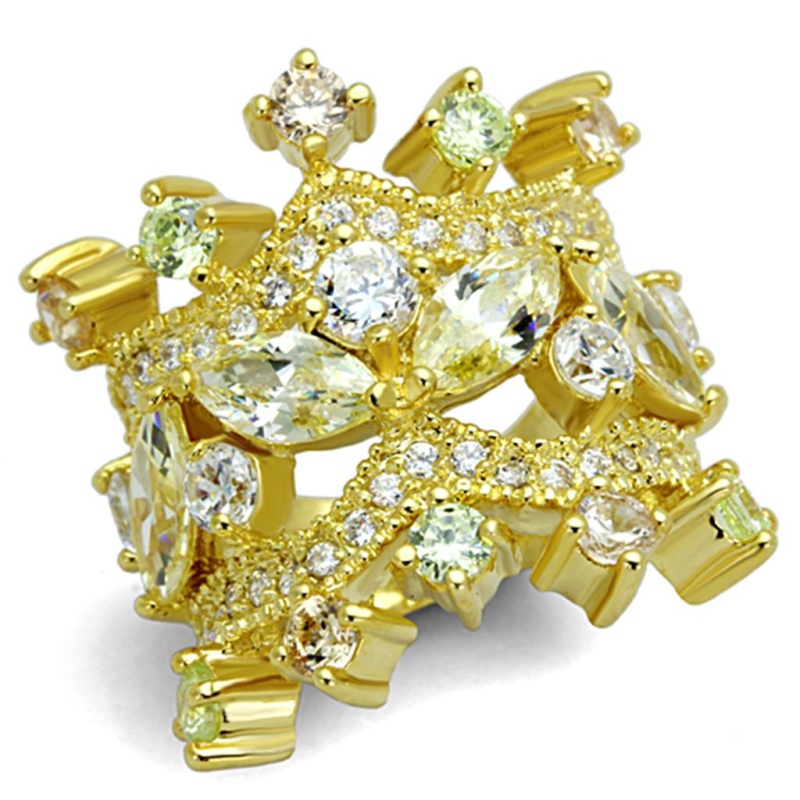 Lo3247 - Gold Brass Ring With Aaa Grade Cz In Clear