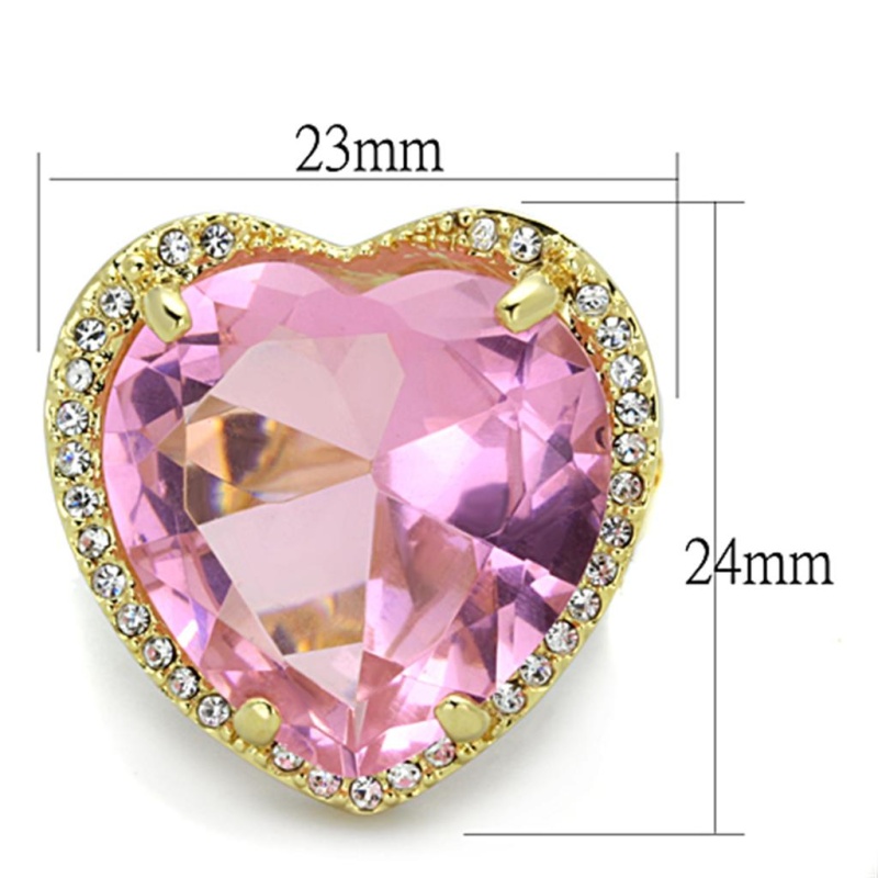 Lo3251 - Gold Brass Ring With Synthetic Synthetic Glass In Rose - 8