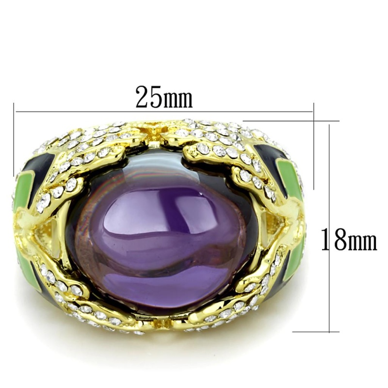 Lo3367 - Gold Brass Ring With Aaa Grade Cz In Amethyst - 6