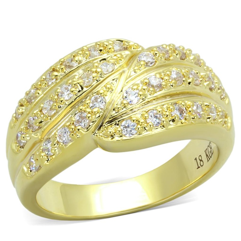 Lo3402 - Gold Brass Ring With Aaa Grade Cz In Clear