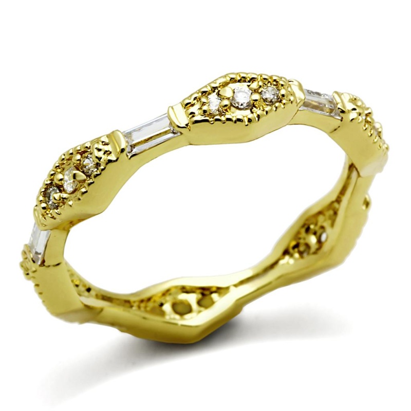 Lo3552 - Gold Brass Ring With Aaa Grade Cz In Clear