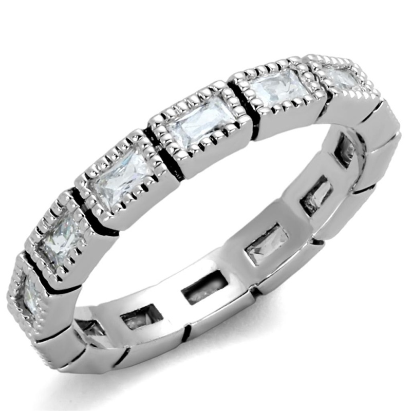 Lo3559 - Rhodium Brass Ring With Aaa Grade Cz In Clear