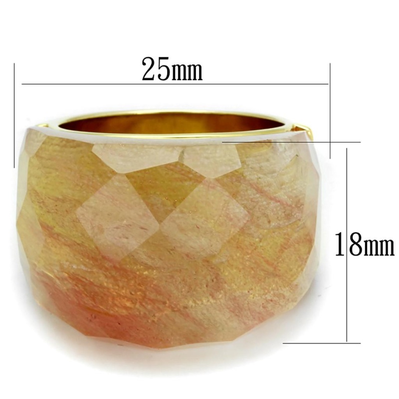 Lo3582 - Gold Brass Ring With Synthetic Synthetic Glass In Light Peach - 6