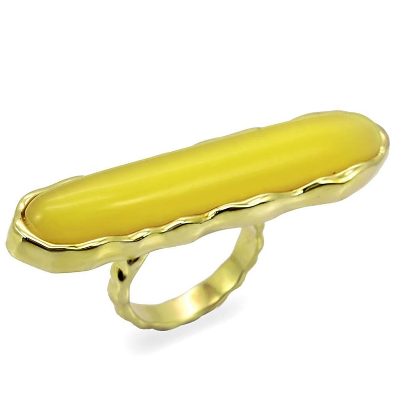 Lo3584 - Gold Brass Ring With Synthetic Cat Eye In Topaz