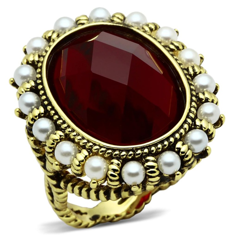 Lo3585 - Flash Gold Brass Ring With Synthetic Synthetic Glass In Siam