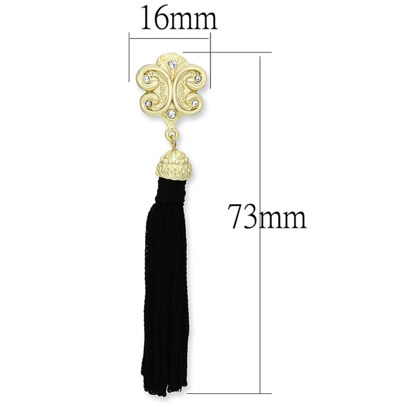Gold & Brush Brass Earrings With Top Grade Crystal In Clear