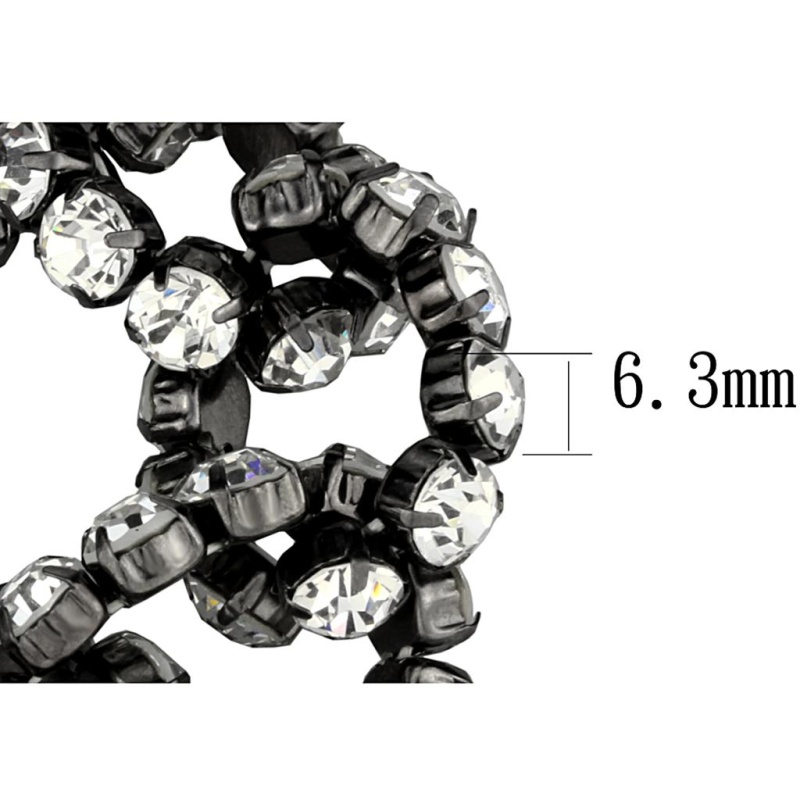 Lo3831 - Ruthenium Brass Bracelet With Top Grade Crystal In Clear - 7"