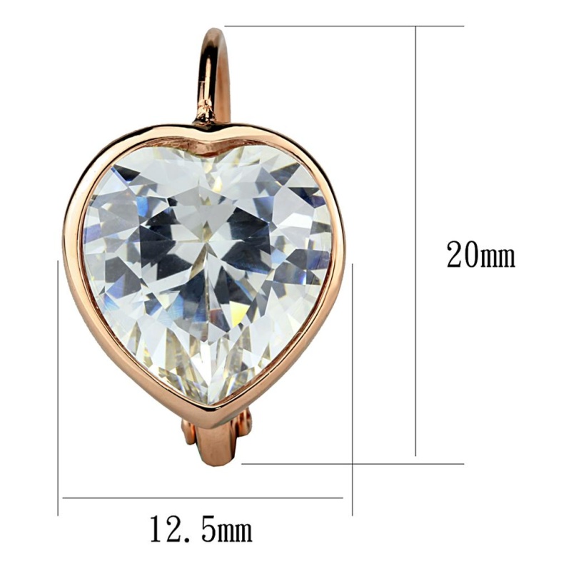 Rose Gold Brass Earrings With Aaa Grade Cz In Clear