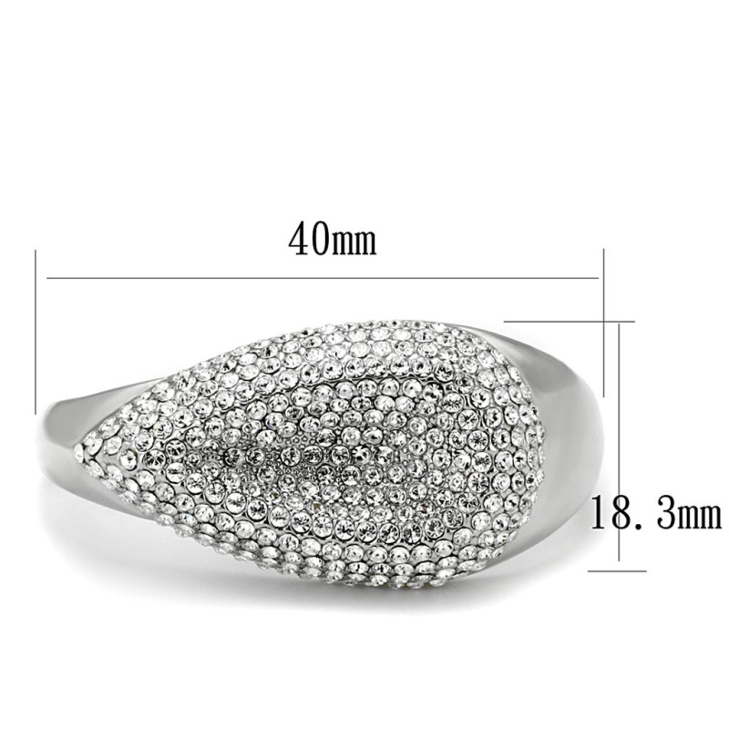 Lo3913 - Rhodium Brass Ring With Top Grade Crystal In Clear - 8
