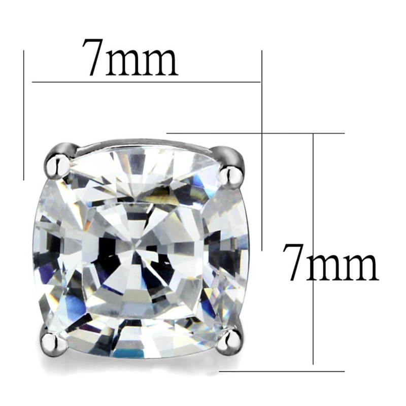 Rhodium Brass Earrings With Aaa Grade Cz In Clear