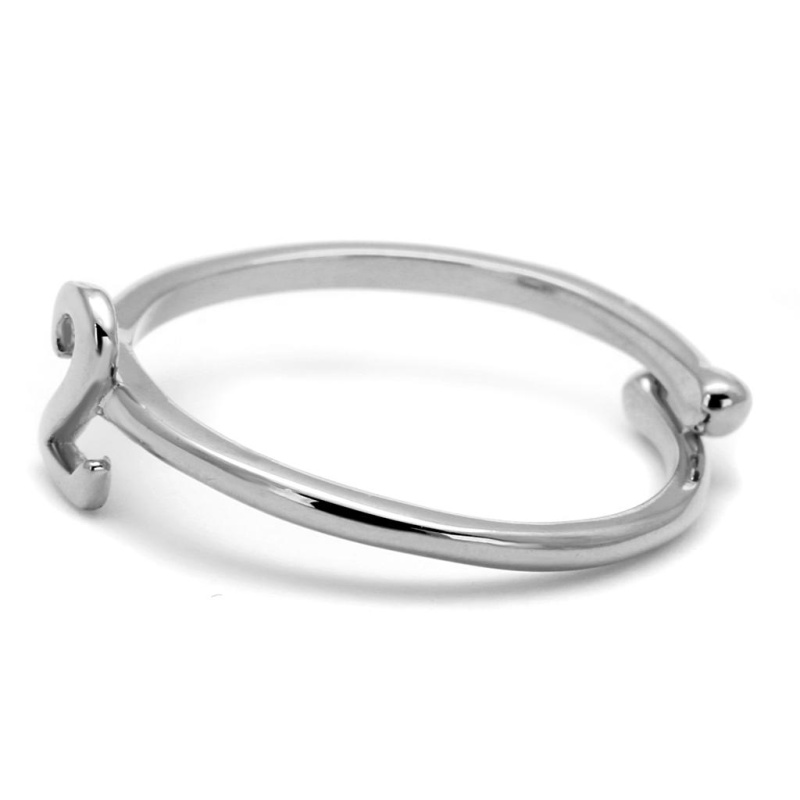 Lo4009 - Rhodium Brass Ring With No Stone - 8