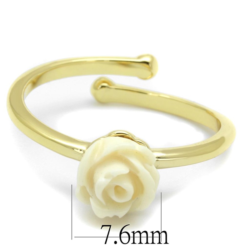 Lo4057 - Flash Gold Brass Ring With Synthetic Synthetic Stone In Citrine Yellow - 8