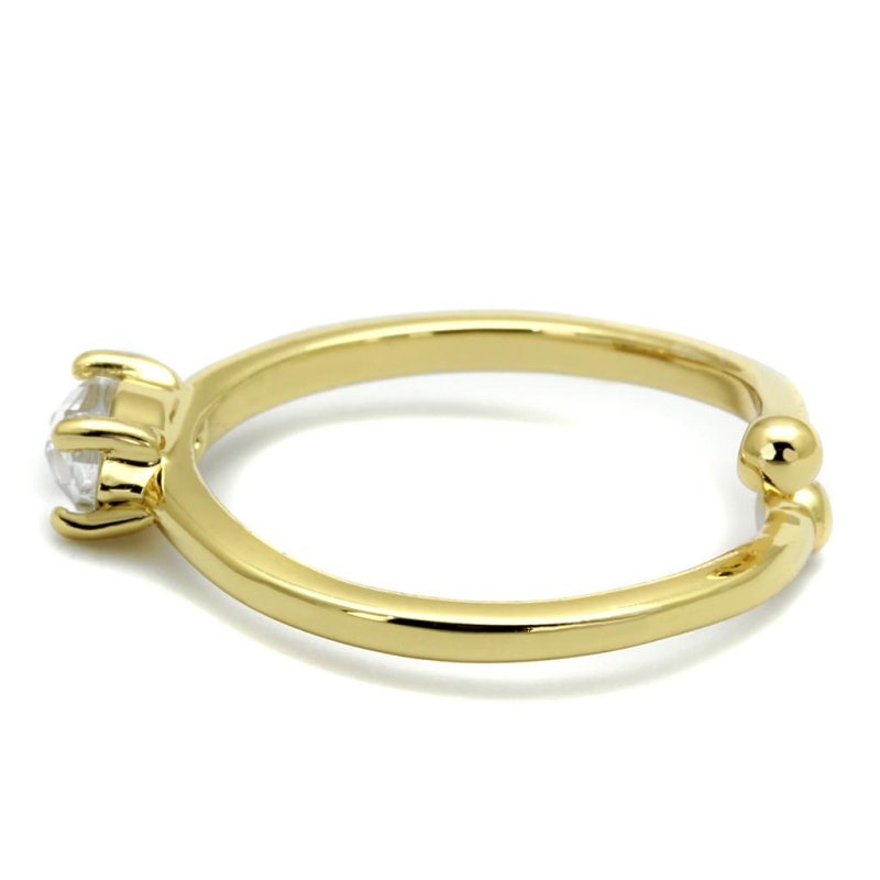 Lo4067 - Flash Gold Brass Ring With Aaa Grade Cz In Clear - 8