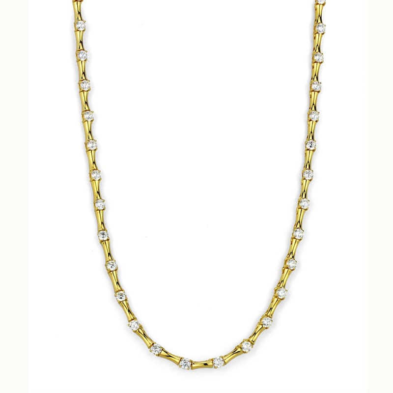 Lo4123 - Gold Brass Necklace With Aaa Grade Cz In Clear - 18"